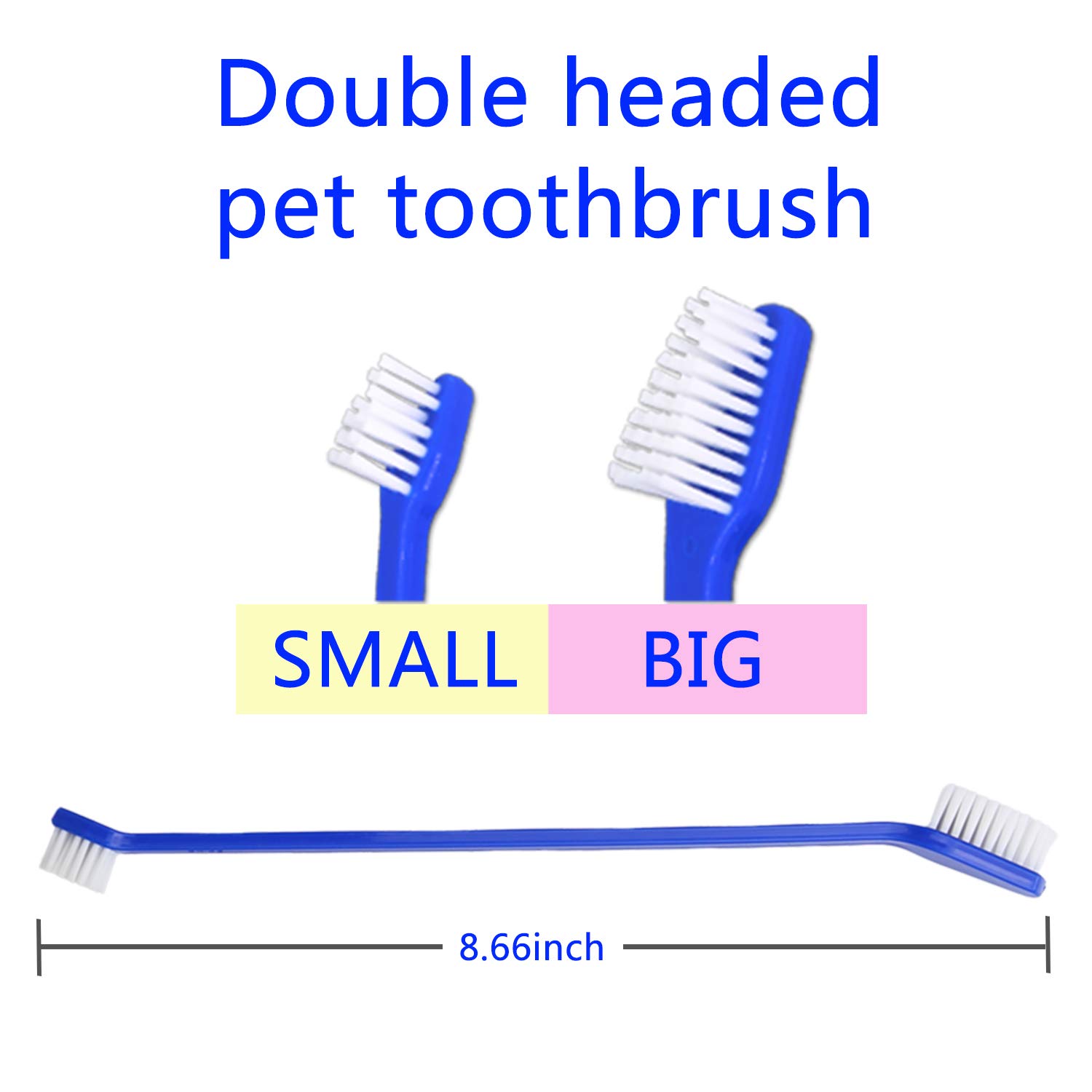 Newday Dog Toothbrush Set of 8 - Dual Headed, Dental Hygiene Convenient Soft Toothbrush to Clean pet Teeth, Dog Tooth Brushes for Small to Large Dogs, Cats, and Most Pets, Teeth Brush in Bulk