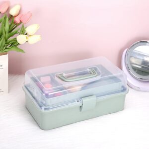 BTSKY 3-Layer Plastic Dividing Storage Box Craft Organizer and Storage with Adjustable Spacers Portable Handled Art Supply Organizer Multipurpose Home Utility Box for Medicine Box Sewing Box Organizer