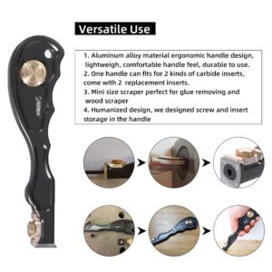 HONGDUI 2 in 1 Mini Wood Carbide Scraper Glue Scraper Remover Aluminum Alloy Handle Woodworking Tool