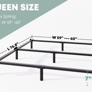 RLDVAY 7 Inch Metal Queen-Bed-Frame for Box Spring, Quick & Easy Assembly, Heavy Duty Queen Size Noise Free, Black