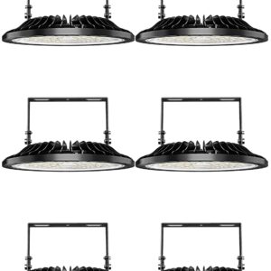 UFO LED High Bay Lights 200W 6 Packs,Super Bright 20000LM High Bay LED Shop Lights,6500K Daylight High Bay LED Lights,Waterproof High Bay Lighting,LED High Bay Light for Factory Warehouse Workshop