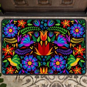 Doormat Floral Mexican Birds Floor Mat Resist Dirt Entrance Rug Machine Washable Carpet for Home Non Slip Rugs for Kitchen/Bathroom/Laundry Room Carpet 35'' x 24''