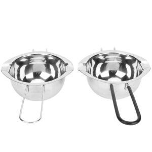 2 Pack Stainless Steel Double Boiler Pot, Chocolate Melting Pot Soap Candle Candy Making Tool Kit Wax Melting Heat Proof Bowl for Melting Chocolate, Butter, Cheese(Green+Red)