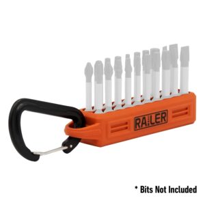 Screwdriver Bit Holder Storage Organizer – Railer 20-Hole Orange Bit Holder with Carabiner