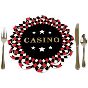 big dot of happiness las vegas - casino party round table decorations - paper chargers - place setting for 12