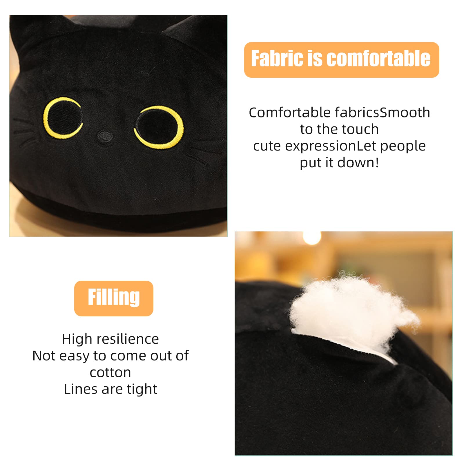 YesMora Black Cat Plush,Cat Pillow,Black Cat Plush Toy Black Cat Plushies Creative,Black Cat Pillow Black Cat Plushie，Black Cat Gifts (21.6 in)