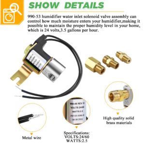 Techecook 990-53 990-46 Humidifier Solenoid Valve Assembly Compatible with GeneralAire Humidifiers 990-53 990-46 1137 1042 1042LH 1042L 7014 Solenoid Valve - 24V Humidifier Water Valve