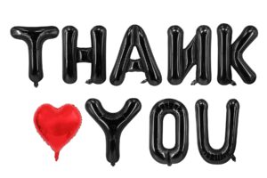 thank you black mylar foil balloons banner sign，shiny bachelor party，birthday and bridal shower photo backgroud props decors