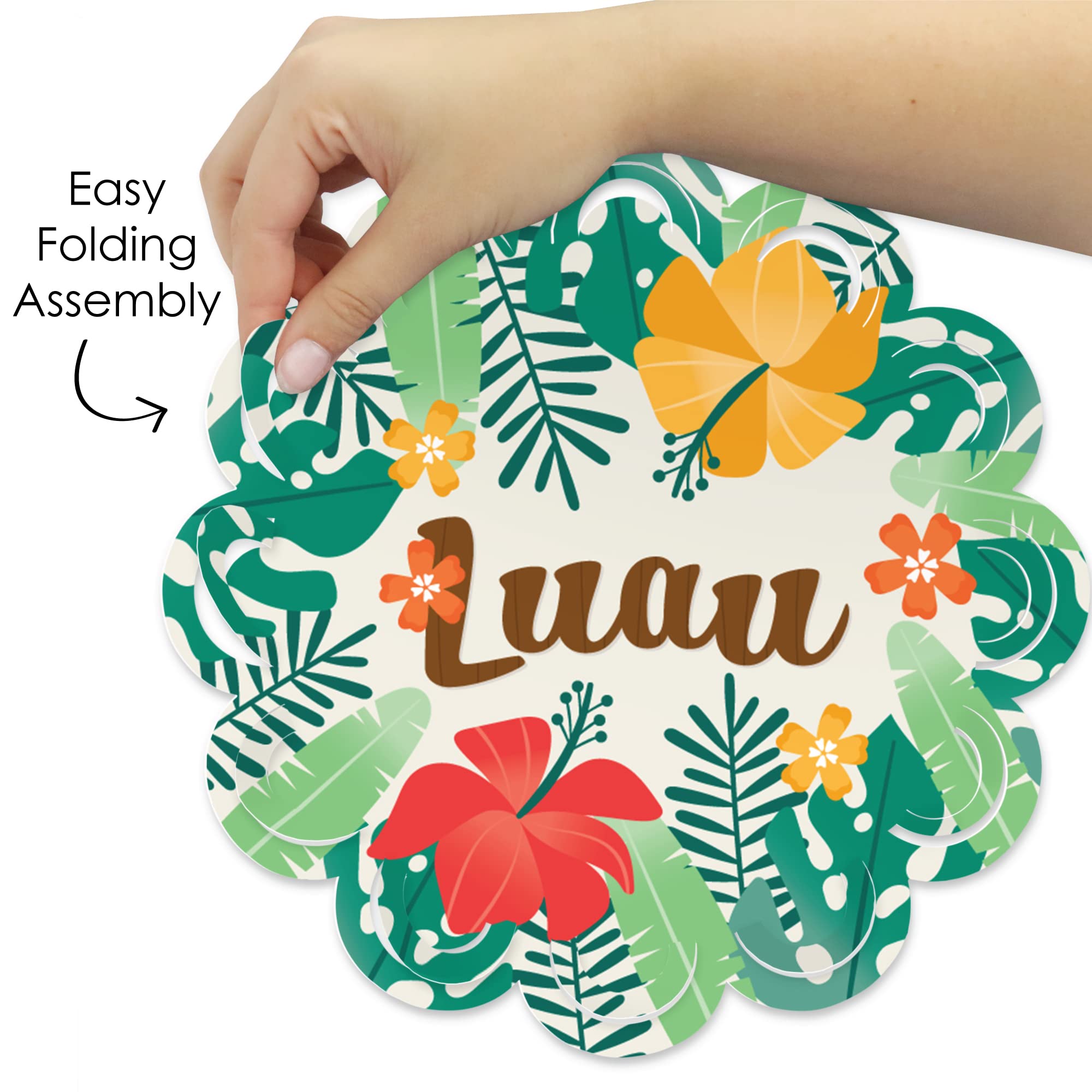 Big Dot of Happiness Tropical Luau - Hawaiian Beach Party Round Table Decorations - Paper Chargers - Place Setting for 12