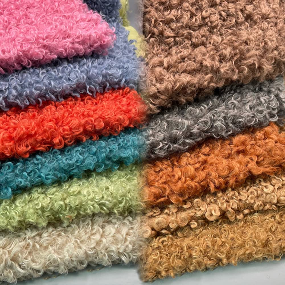 Tong Gu Curly Plush Faux Sherpa Fleece Fabric Furry Cloth DIY for Toy Doll Material (White,15x17 in/40x45 cm)