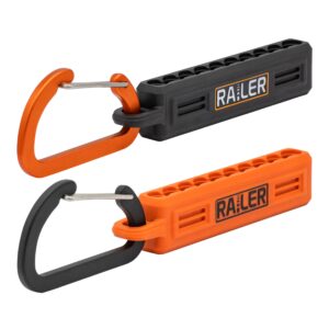 screwdriver bit holder storage organizer – railer 10-hole black and orange bit holder with carabiner - 2 pack