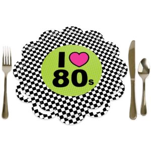 big dot of happiness 80’s retro - totally 1980s party round table decorations - paper chargers - place setting for 12