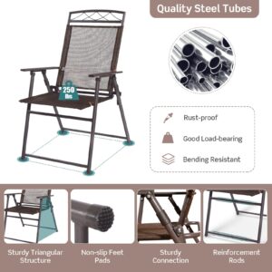 Tangkula Set of 4 Patio Folding Chairs, Foldable Patio Chairs Sling Chairs for Backyard Poolside Balcony, Portable Camping Chair Lawn Chair Outdoor