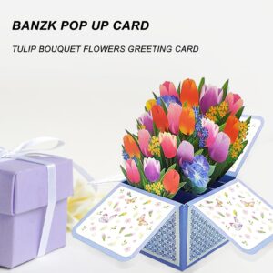 Banzk Pop Up Cards, Paper Flower Bouquet 3D Popup Greeting Cards, Birthday Gift Card, Teacher Appreciation Cards, Best Gift with Note Card and Envelope for Friends, Mom, Grandma, Women