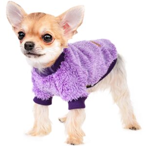 dog sweaters for small dogs, chihuahua fleece clothes, xs dog clothes winter warm puppy sweaters boys girls tiny dog outfits for teacup yorkie, pet cat clothing (purple, x-small)