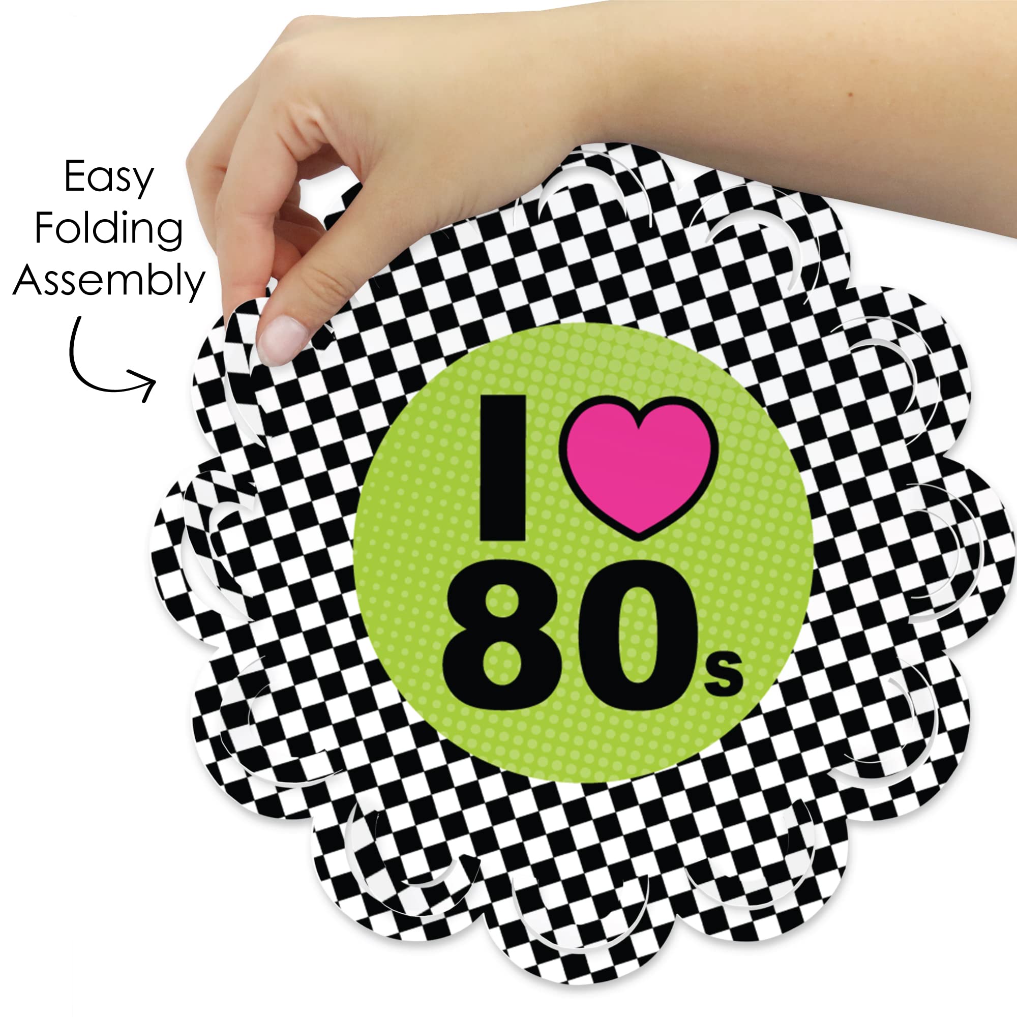 Big Dot of Happiness 80’s Retro - Totally 1980s Party Round Table Decorations - Paper Chargers - Place Setting for 12