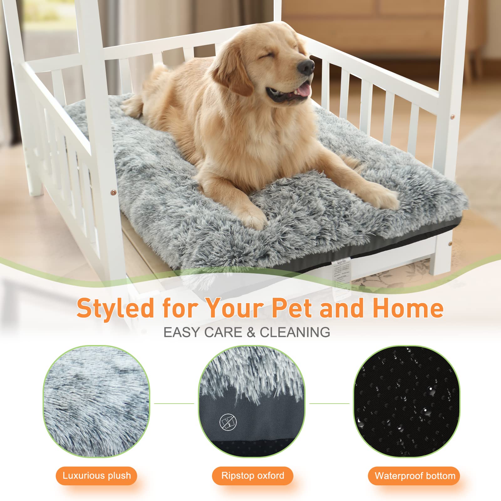 KISYYO Fixable Deluxe Plush Dog Bed or Cat Bed Ideal for Mini Pets or XXS Dog Breeds, Fits for 18-Inch Dog Crate, Easy Maintenance Machine Wash & Dry, 18 x 12 x 3 Inches, Grey