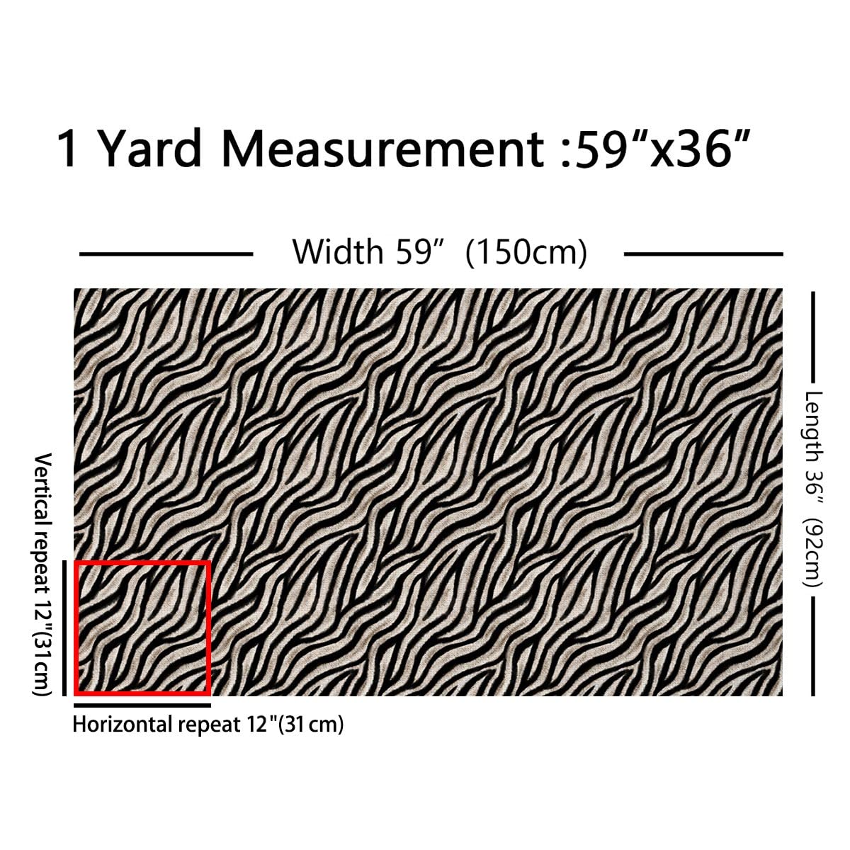 Zebra Skin Pattern Fabric by The Yard for Chairs African Wild Animal Upholstery Fabric for Arts DIY Black and White Stripes Decorative Waterproof Outdoor Fabric(No Real Fur),1 Yard