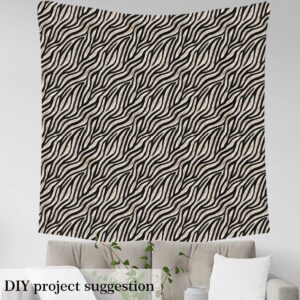 Zebra Skin Pattern Fabric by The Yard for Chairs African Wild Animal Upholstery Fabric for Arts DIY Black and White Stripes Decorative Waterproof Outdoor Fabric(No Real Fur),1 Yard