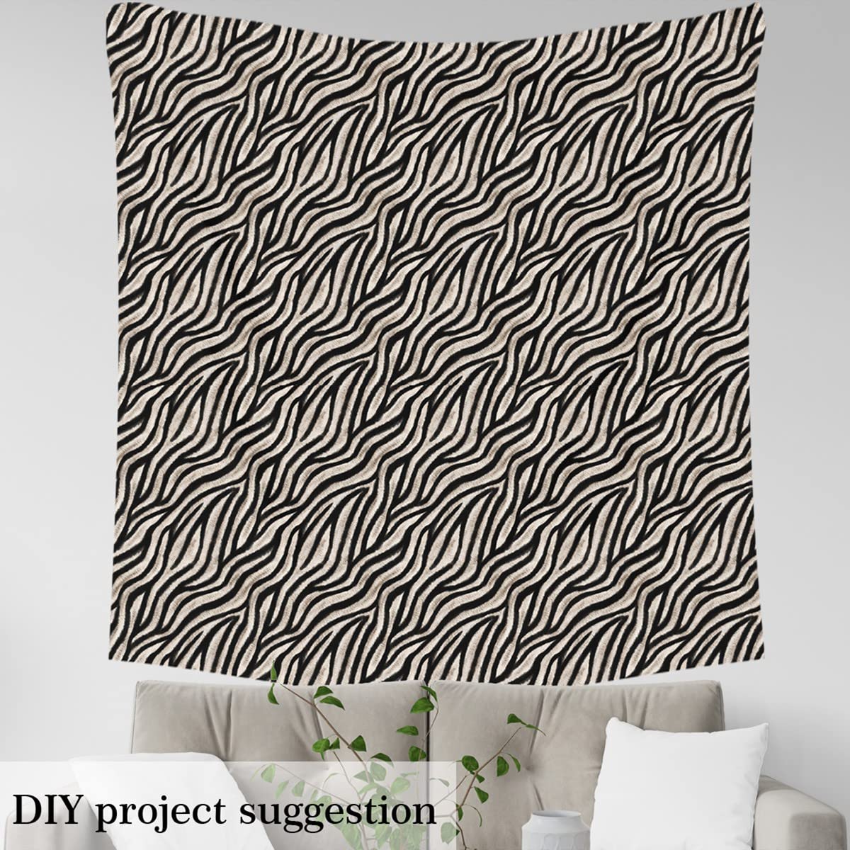 Zebra Skin Pattern Fabric by The Yard for Chairs African Wild Animal Upholstery Fabric for Arts DIY Black and White Stripes Decorative Waterproof Outdoor Fabric(No Real Fur),1 Yard