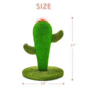 LIFLIX Cactus Cat Scratching Post, 17'' Cute and Fun Sisal Cat Scratcher for Indoor Cats and Kittens