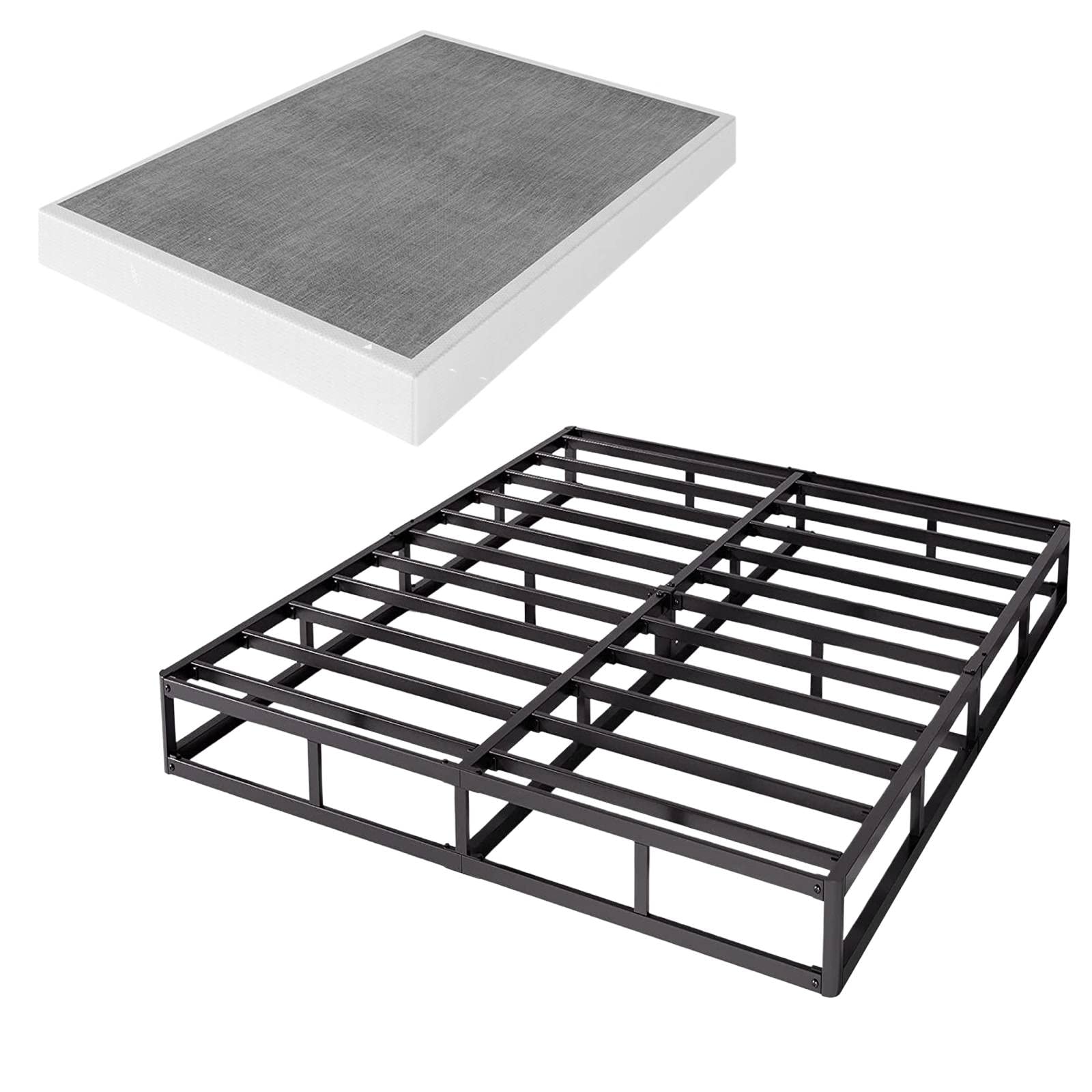 VTWAZAST King Box Spring Only, 5 Inch Low Profile Heavy Duty Metal Structure with Easy Clean Fabric Bed Cover, Non-Slip, Noise Free, Easy Assembly