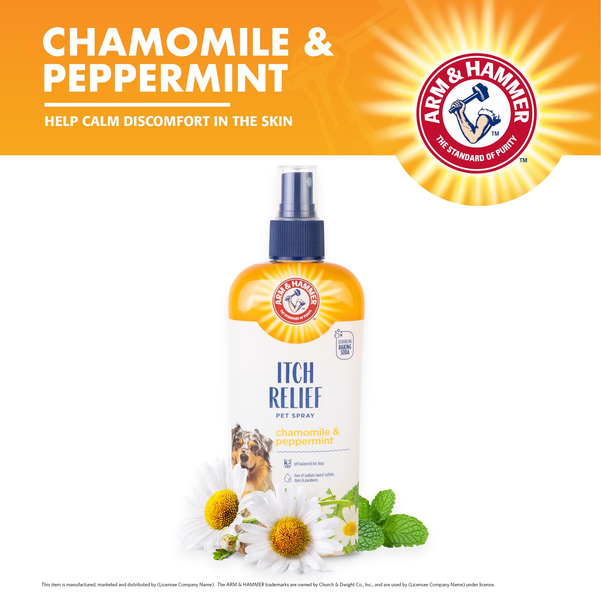 Arm & Hammer for Pets Itch Relief Spray for Dogs - Dog Itch Relief with Baking Soda Chamomile & Peppermint Scent - Professional Dog Skin Care Spray - Anti Itch Spray for Dog, Itchy Dog Skin Relief 8oz