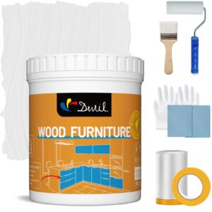 dwil acrylic wood paint for furniture - semi-gloss paint suitable for wood surface renovation, water-based all match paint, non-toxic & odorless, eco-friendly & healthy (32oz, white)