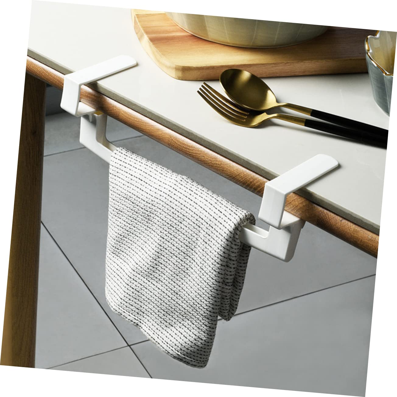 DOITOOL 2 pcs Self Kicthen Hanging Bar Towels Cloths for Hanger Single Tea Organizer Stick Over Plastic Cloth Holder Rail Bathroom Rack Kitchen Bars Wall Storage Racks Cm Adhesive Hand