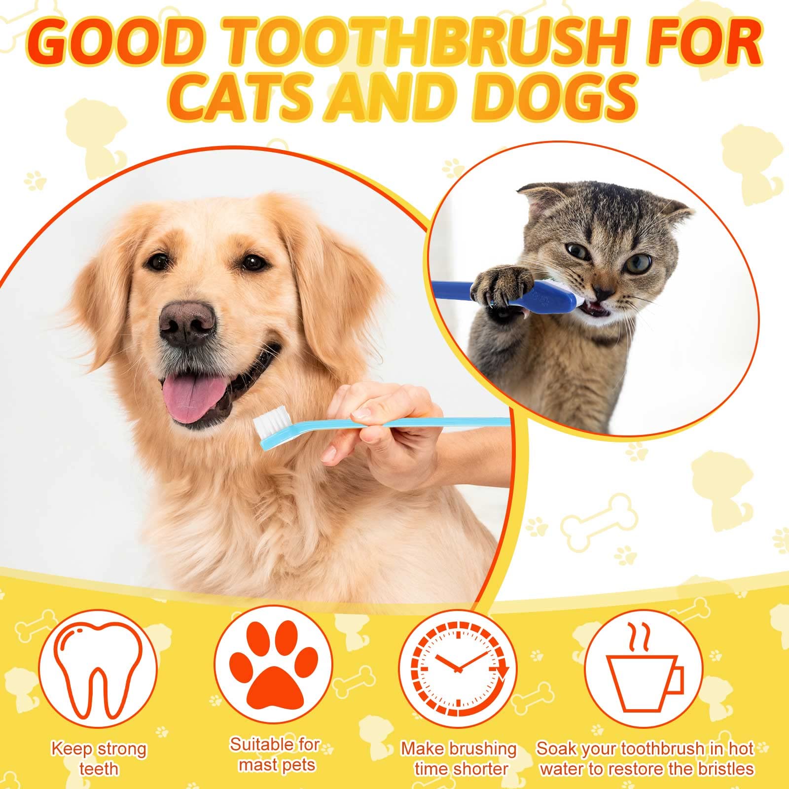 300 Pcs Pet Toothbrush Bulk Dog Double Sided Brushes Puppy Tooth Brushing Kit Soft Bristles Long Handle Dog Tooth Brush for Small Dog Cat Puppy Teeth Cleaning Oral Dental Care Supplies (10 Colors)