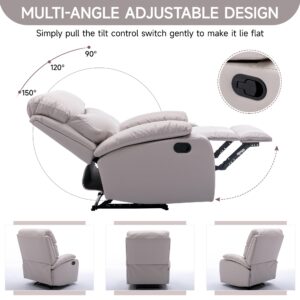 GNMLP2020 Manual Recliner Chairs for Adults, PU Leather Small Recliner Chair for Small Space, RV, Lazy Boy Single Sofa Chairs, Beige