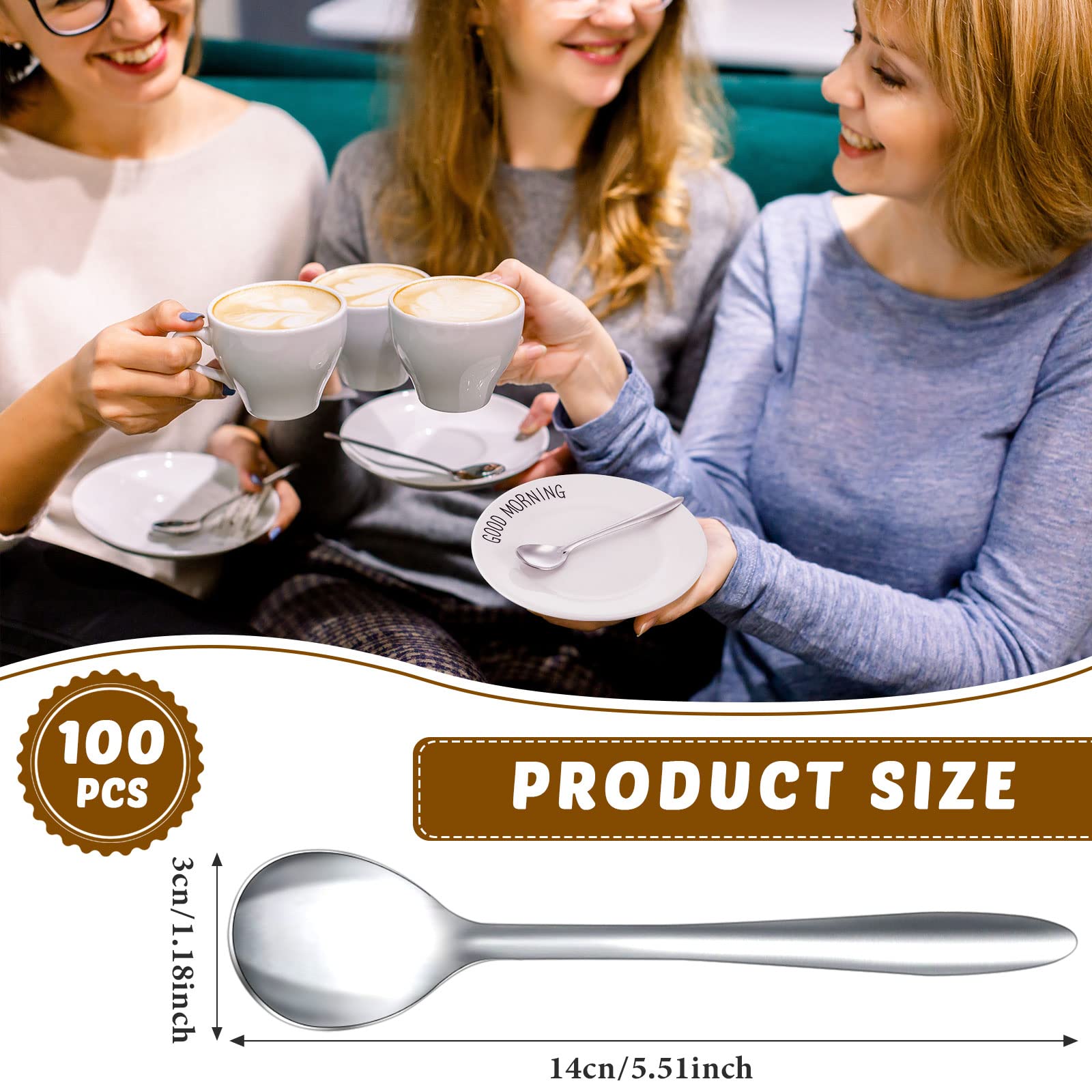 100 Pieces Demitasse Espresso Spoons Mini Coffee Spoon 5.5 Inch Small Stainless Steel Spoons Silver Serving Spoons Kitchen Spoon for Appetizer Dessert Caviar Sugar Cream Tea for Home Casual Shop