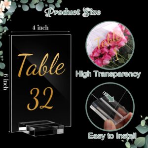 40 Pack Gold Acrylic Wedding Table Number 1-40 Clear Wedding Table Stand with Numbers Calligraphy Table Number Holders 4 x 6 Inch Acrylic Table Signs for Wedding Reception Centerpieces Decorations