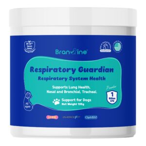 branvine respiratory guardian for dogs - supports lung health, nasal, bronchial and tracheal, vegan bacon flavor (135g) with quercefit® and respiratory probiotics