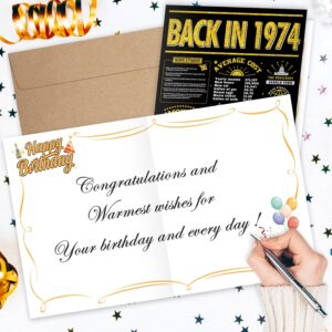 InstaDecor 50th Birthday Card Gifts for Women or Men, Happy and Funny 50 Year Old Birthday Greeting Card for Husband or Wife, Jumbo 8x10 Inch Print, Gold Laser