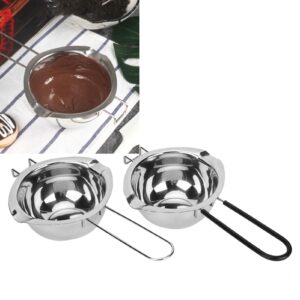 2 Pack Stainless Steel Double Boiler Pot, Chocolate Melting Pot Soap Candle Candy Making Tool Kit Wax Melting Heat Proof Bowl for Melting Chocolate, Butter, Cheese(Green+Red)