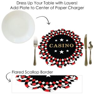 Big Dot of Happiness Las Vegas - Casino Party Round Table Decorations - Paper Chargers - Place Setting for 12