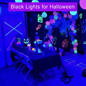 LED Black Light Bulbs - 8W(60Watt Equivalent), Black Light Bulbs with E26 Base, UVA Level 395-400nm, Glow in The Dark for Blacklights Party, Body Paint, Halloween, Neon Glow, 2 Pack