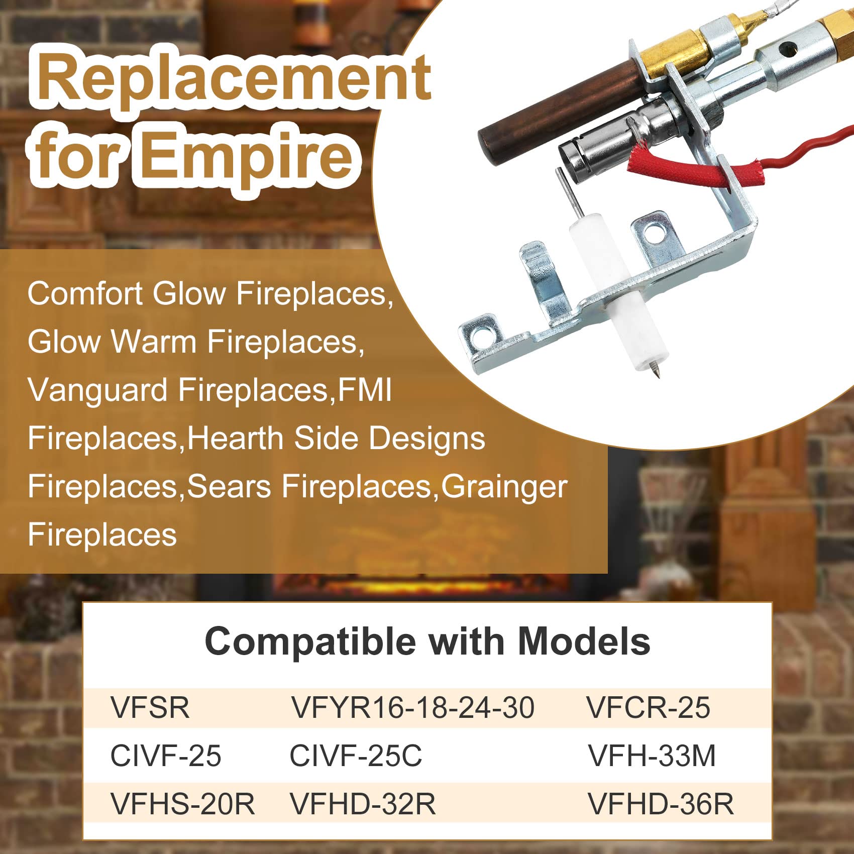 Aowoil 14D0477 Vent Free Gas Log, ODS Pilot Assembly, LP Propane Gas Fireplace Compatible with Empire FMI etc, Part Number LPG8414 LPG8404 PP225 R3623 14D0477 103778-01