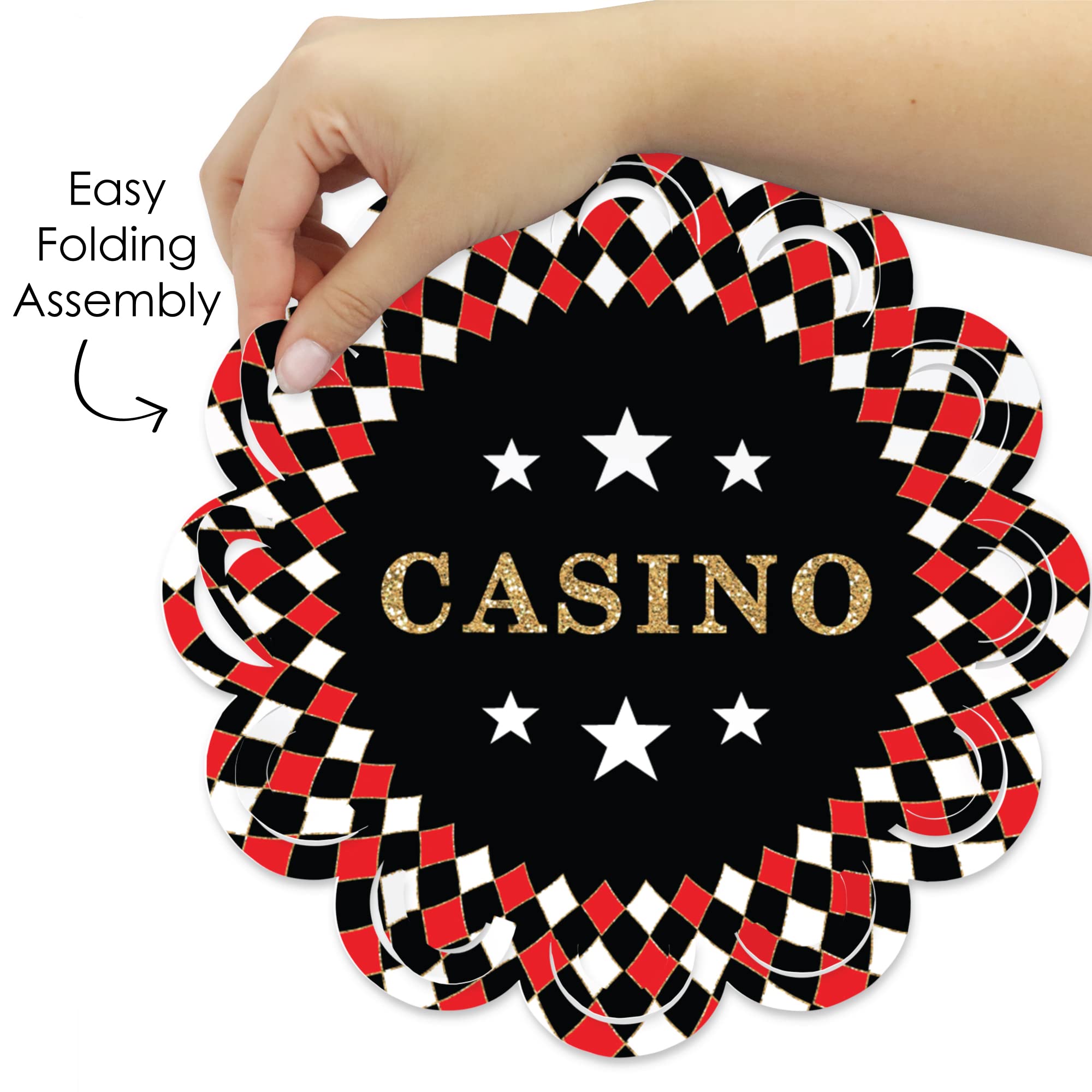 Big Dot of Happiness Las Vegas - Casino Party Round Table Decorations - Paper Chargers - Place Setting for 12