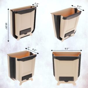 ARTHYS Hanging Trash Can for Kitchen Cabinet Door (Cream)