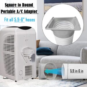 Portable Air Conditioner Exhaust Hose Coupler, 5.9 inch / 6 inch Coupling, Square to Round Window Adapter, A/C Unit Tube Connector, Mobile Air Conditioning Accessories