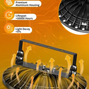 LED High Bay Light, 100W 10000LM Super Bright UFO High Bay LED Lights, 6500K LED Shop Lights, IP54 Warehouse Lights Area Light Fixture Commercial Bay Lighting Bay Lights for Garage Barn Workshop-10