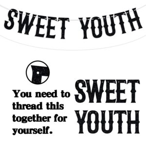 Farewell Sweeet Youth Banner, Funeral Birthday Bunting Sign for 20/30/40/50 Years Old, Death to My Youth Funny Birthday Party Decoration Supplies