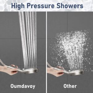 Shower Head With Handheld Combo, 7 Inch High Pressure Rainfall Showerhead With Hand Held 60 Inch Hose for Bath - One Click for High Pressure/Trickle Mode handheld Anti-leak Nozzles - Universal Fit