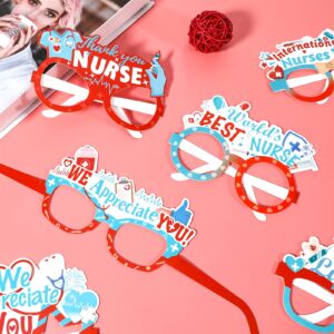 HOWAF 30pcs Thank You Nurses Paper Frames Photo Booth Props Glasses, Nurse Appreciation Party Favors Eyeglasses, RN Graduation Glasses for Nurse Themed Party Favors Gift