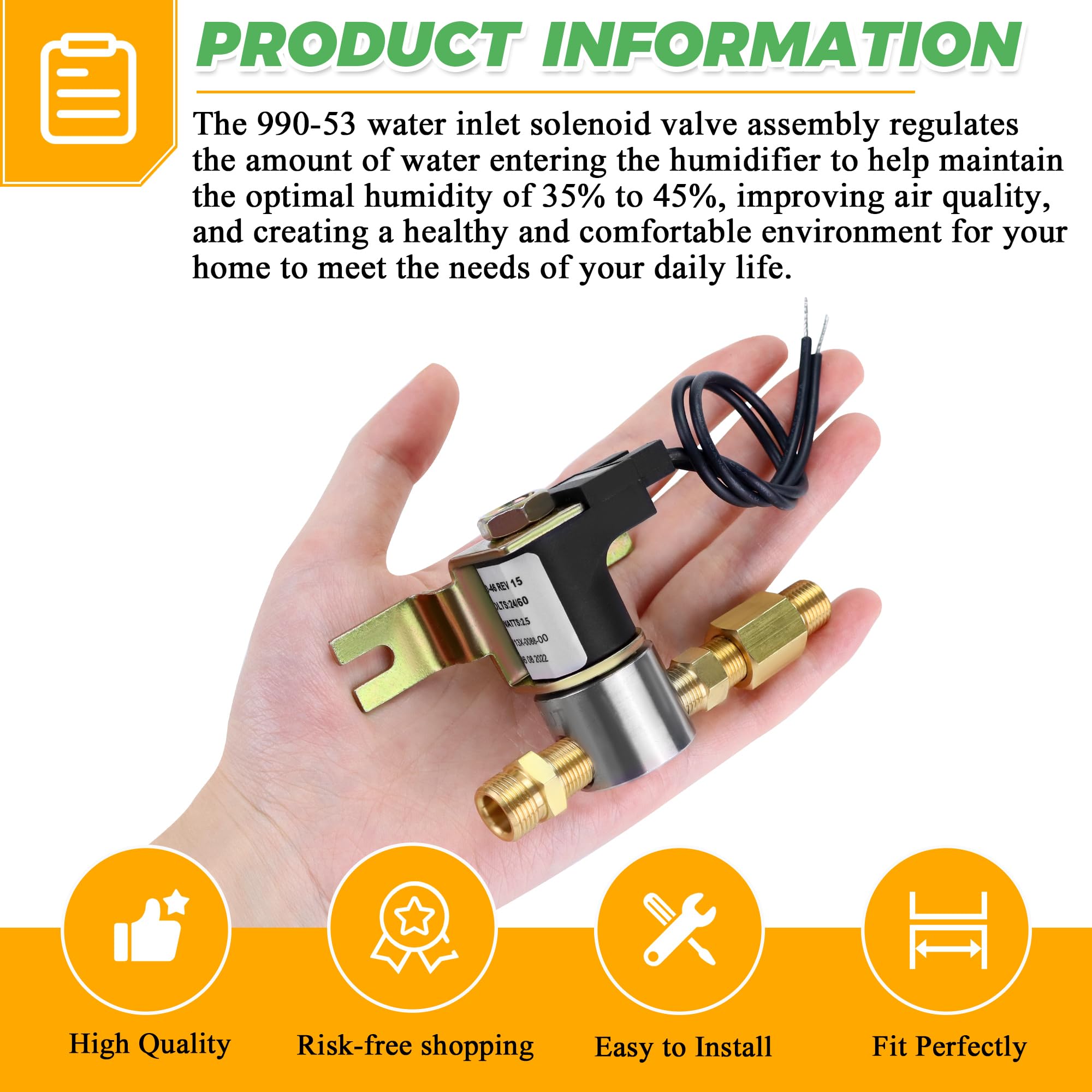 Techecook 990-53 990-46 Humidifier Solenoid Valve Assembly Compatible with GeneralAire Humidifiers 990-53 990-46 1137 1042 1042LH 1042L 7014 Solenoid Valve - 24V Humidifier Water Valve