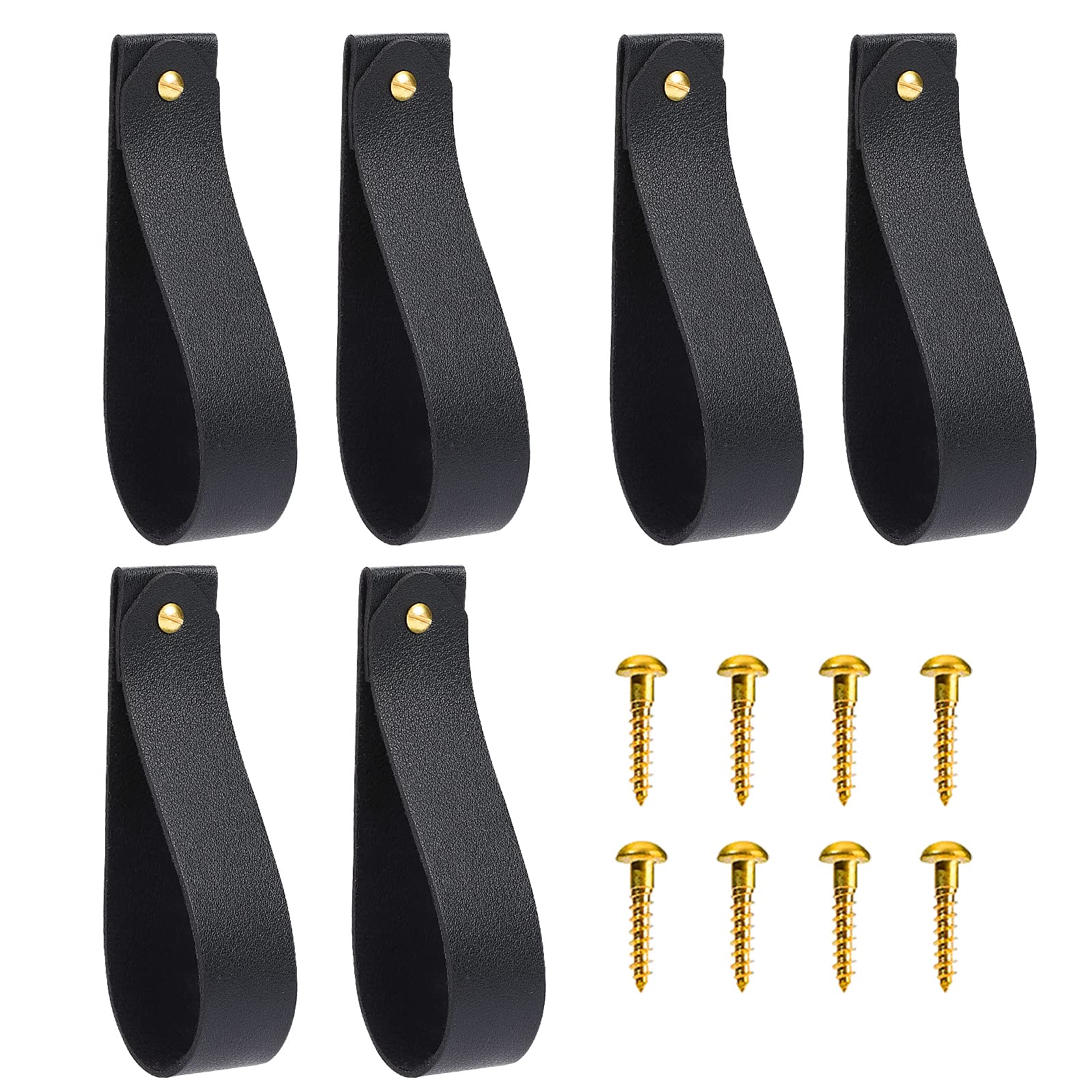 Vin Beauty 6 Pcs Leather Wall Hooks Wall Hanging Strap Leather Curtain Rod Holder Leather Straps Hanger Towel Leather Hook for Towel Bathroom Kitchen Bedroom(Black)