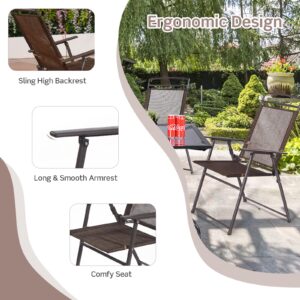 Tangkula Set of 4 Patio Folding Chairs, Foldable Patio Chairs Sling Chairs for Backyard Poolside Balcony, Portable Camping Chair Lawn Chair Outdoor