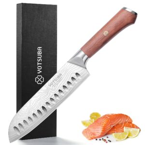 yotsuba santoku knife, 7 inch kitchen knife, sharp japanese knife with wooden handle, forged high carbon german stainless steel, chef knife for home chopping vegetable and cooking